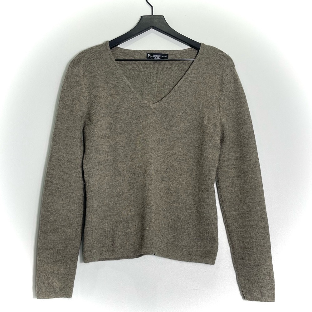 MERCER & MADISON Women's 100% Merino Wool Sweater Olive Green V-Neck Size XL
